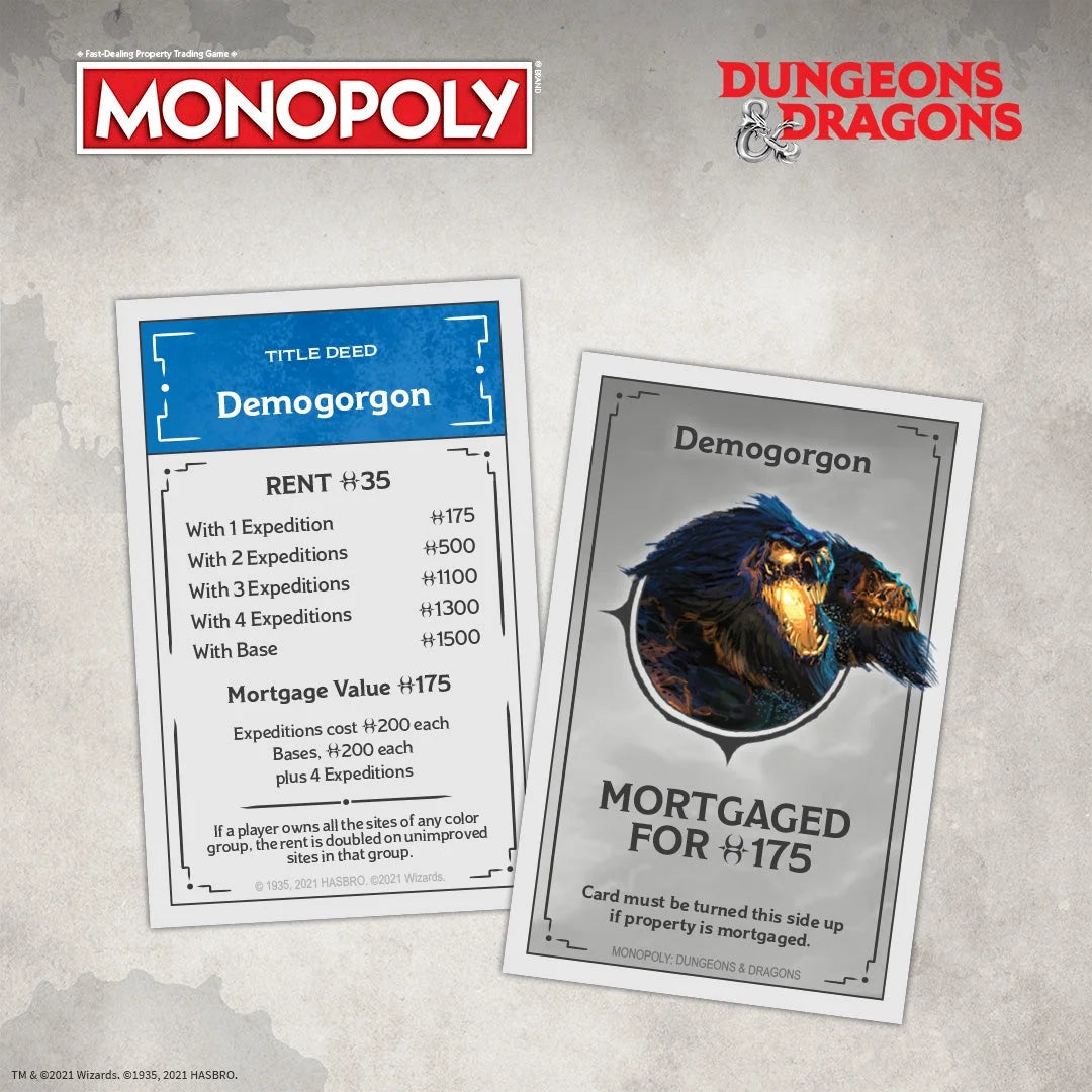 Monopoly Dungeons & Dragons Edition Board Game